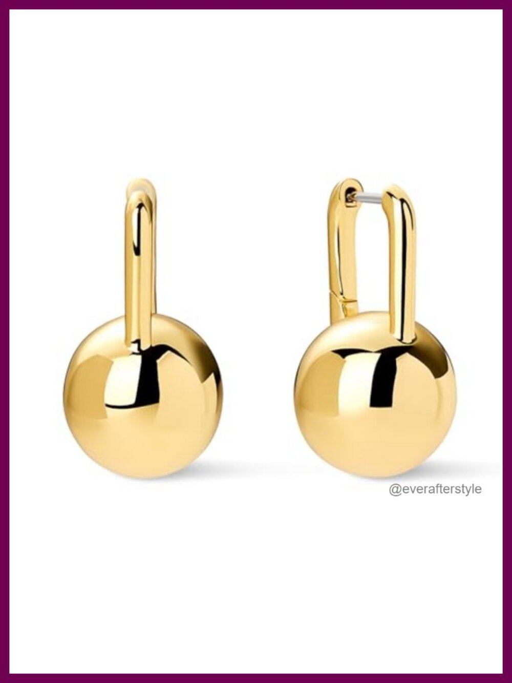 14K Gold Plated Chunky Ball Drop Earrings Hypoallergenic Tarnish Free